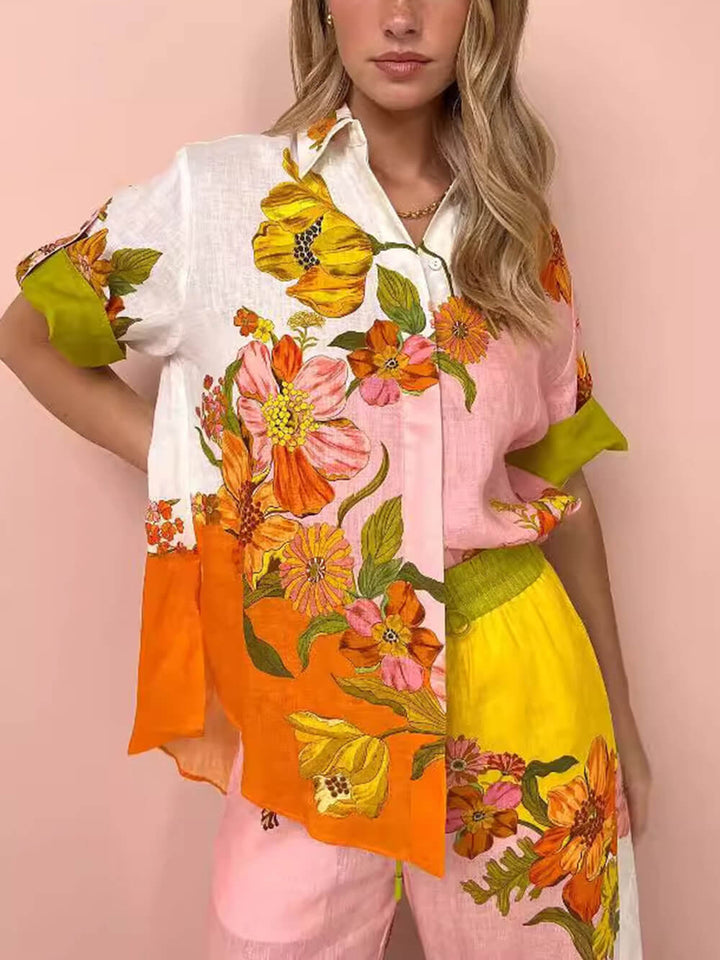 Chemisier surdimensionné boutonné à imprimé unique et sophistiqué au toucher moderne