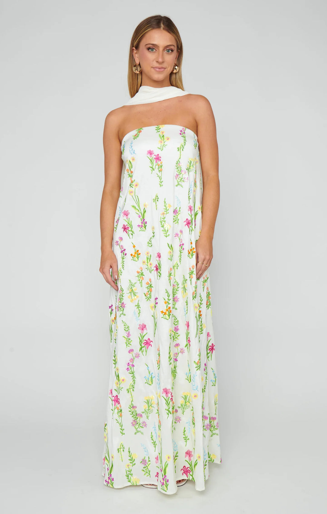 Floral off-the-shoulder chiffon dress
