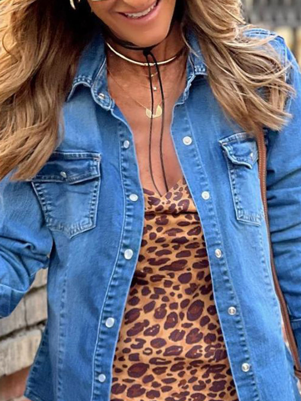 Lässige Jeansjacke mit Revers