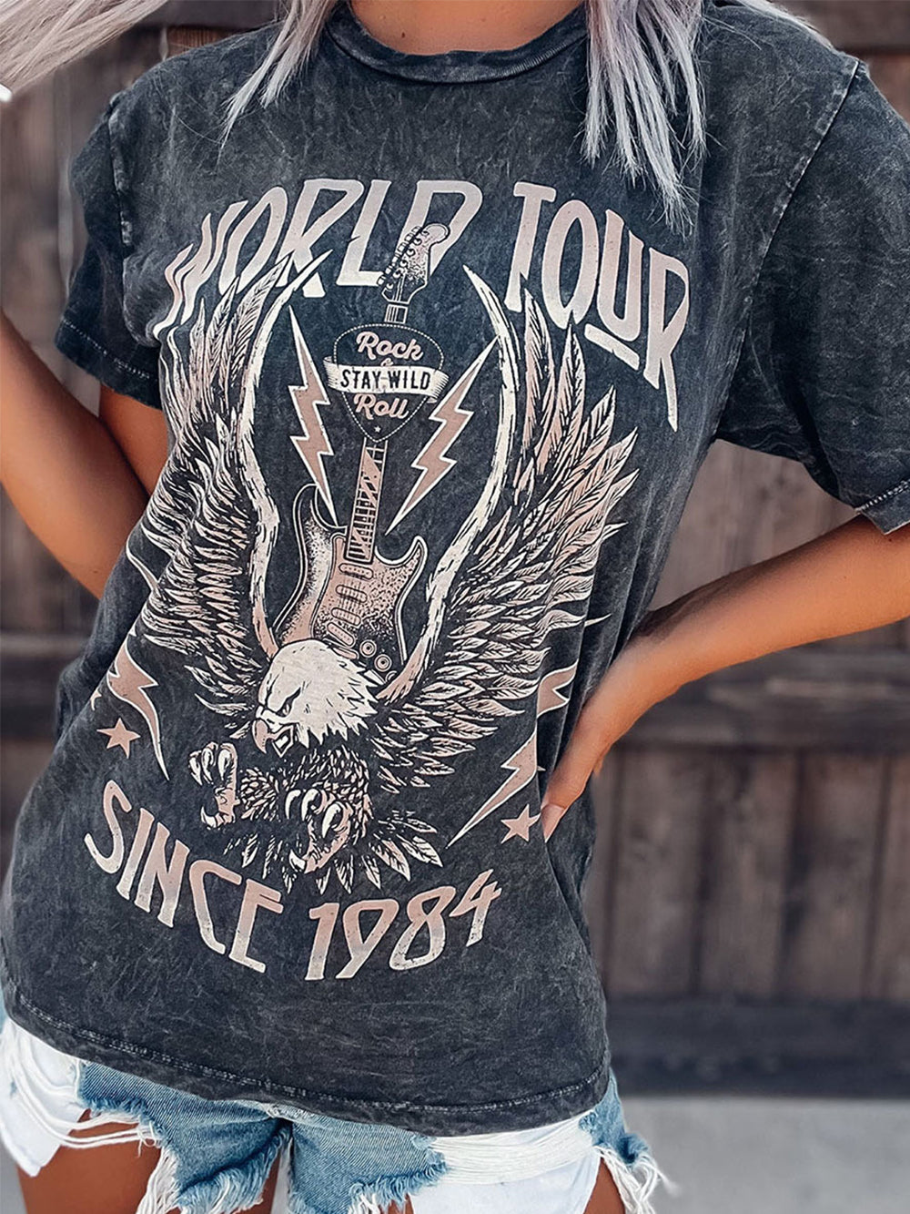 Top z krótkim rękawem i nadrukiem