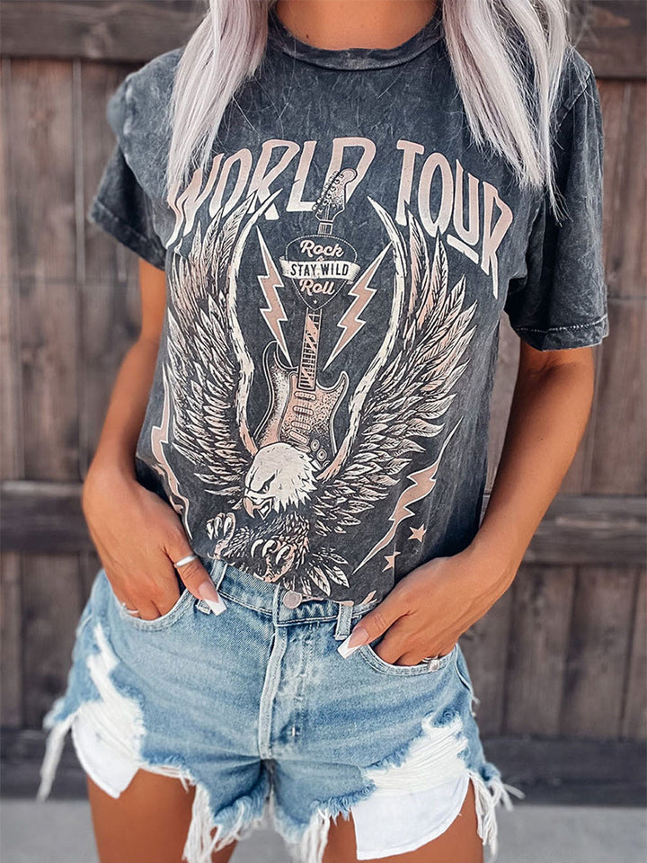 Top z krótkim rękawem i nadrukiem