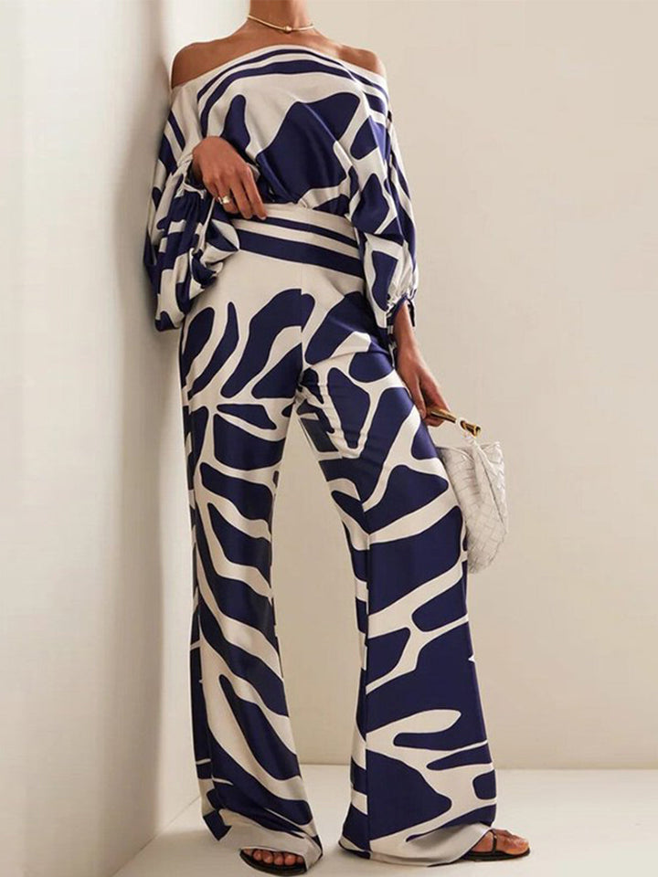 Heißes, schulterfreies Top-Hosen-Set aus Satin