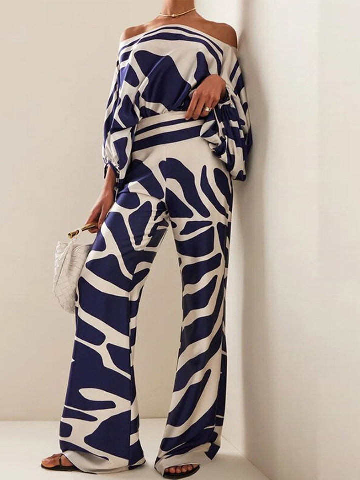 Heißes, schulterfreies Top-Hosen-Set aus Satin