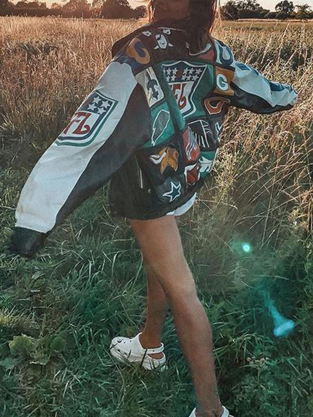 Jaqueta trench coat de manga comprida com bloco de cores soltas