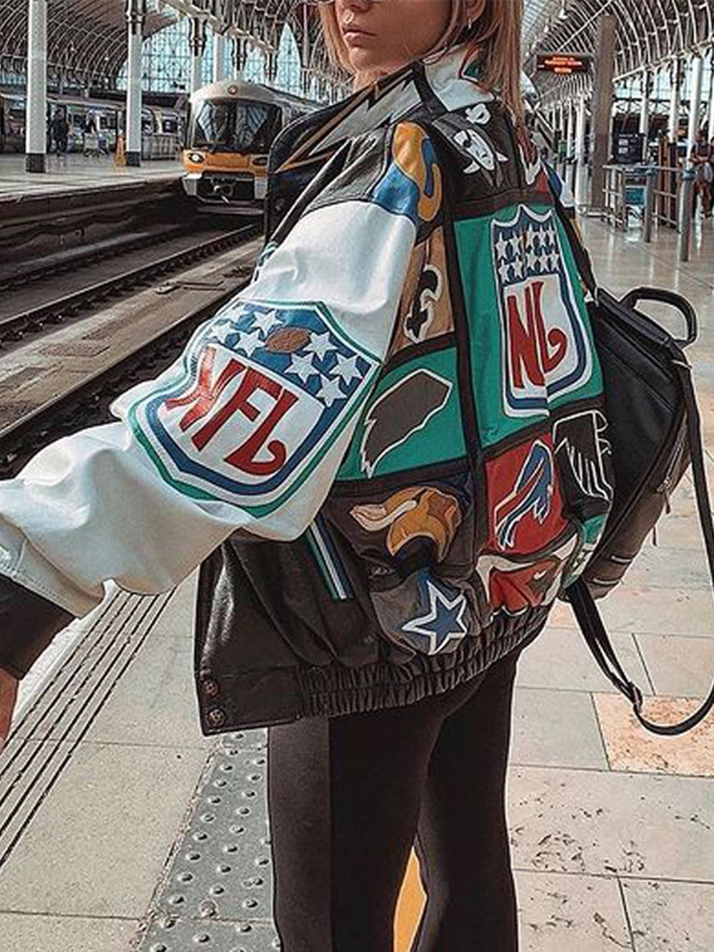 Jaqueta trench coat de manga comprida com bloco de cores soltas