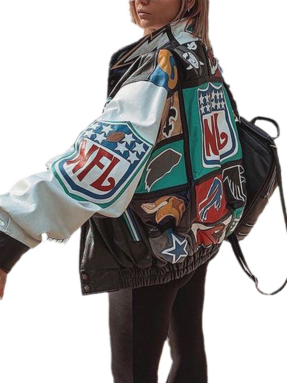 Jaqueta trench coat de manga comprida com bloco de cores soltas