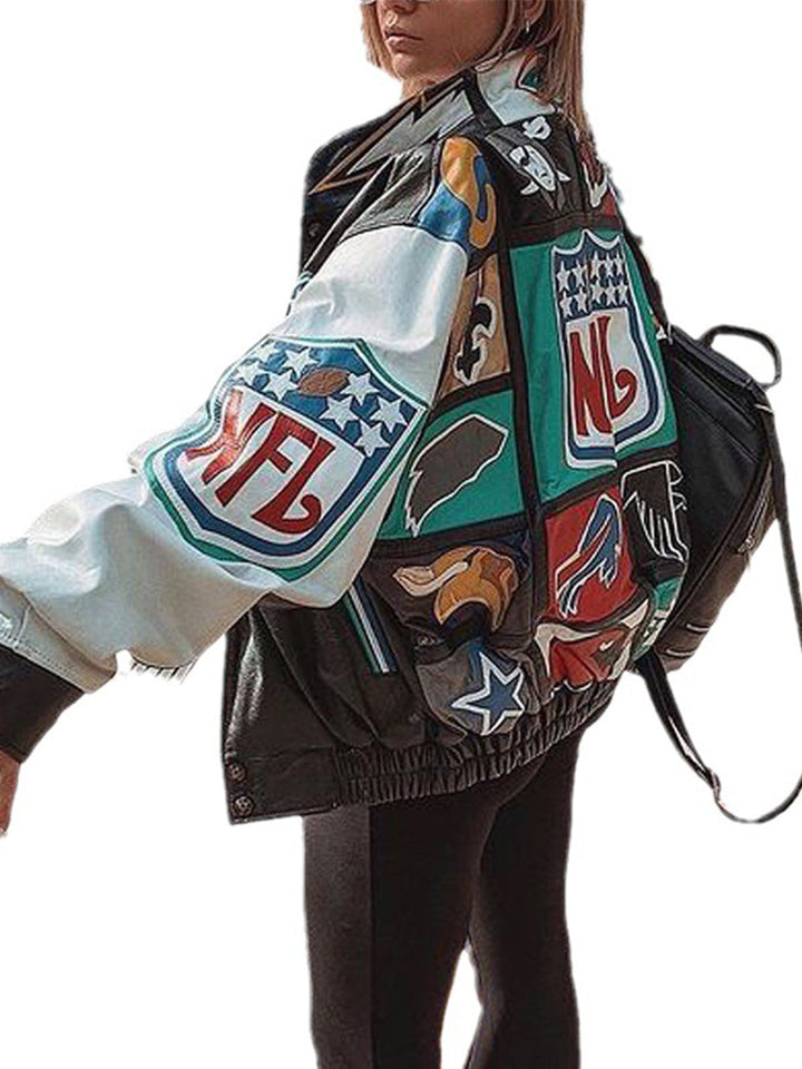 Jaqueta trench coat de manga comprida com bloco de cores soltas