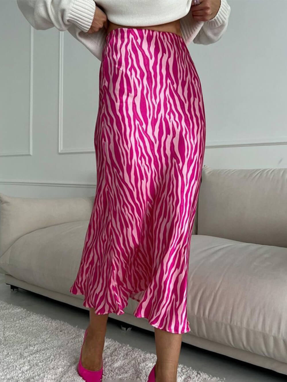 طباعة فرنسية تنورة ذيل السمكة العصرية