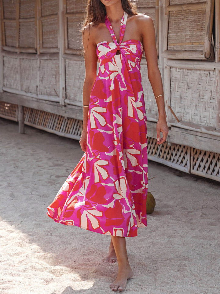 Φόρεμα με στάμπα Halterneck Berry Lotus Midi