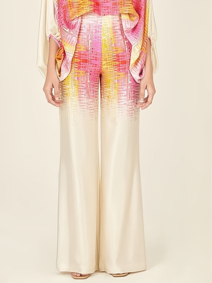 Dwuczęściowy zestaw abstrakcyjnych fal - żółto-różowy