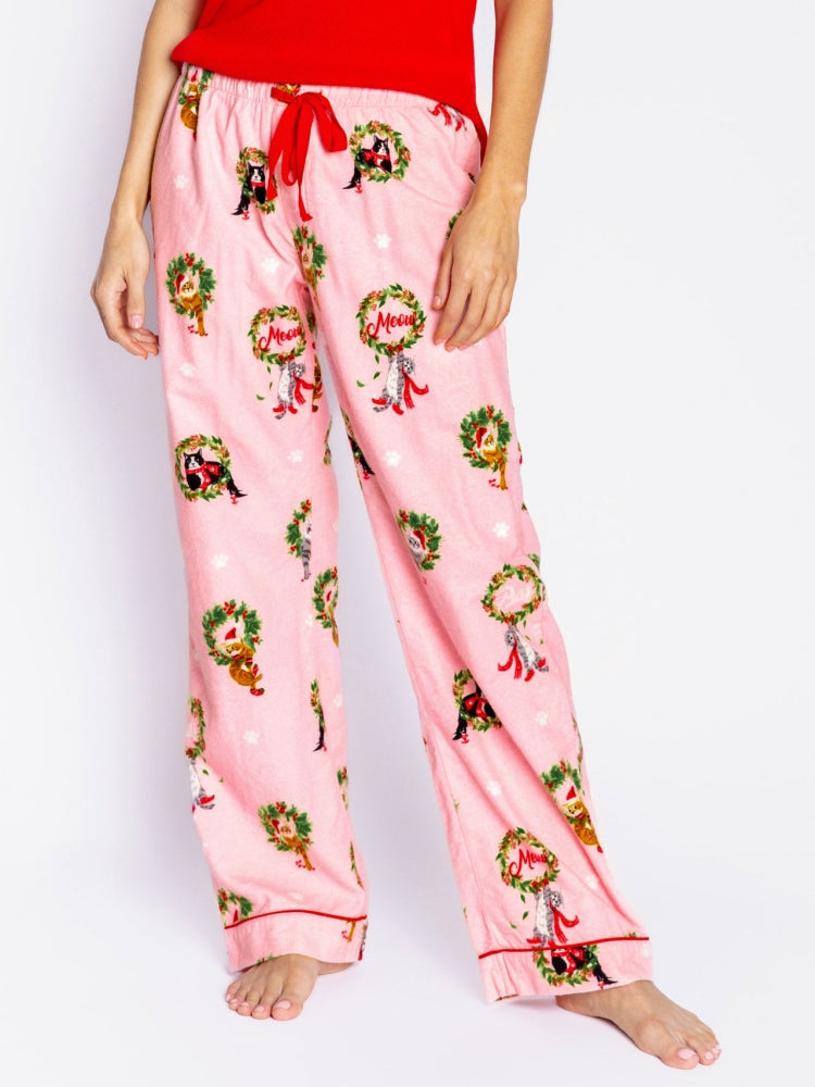 Conjunto de Pijamas con Estampado de Guirnalda de Gatitos