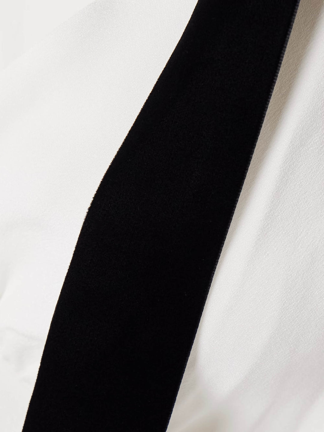 Velvet bow embellished white gown