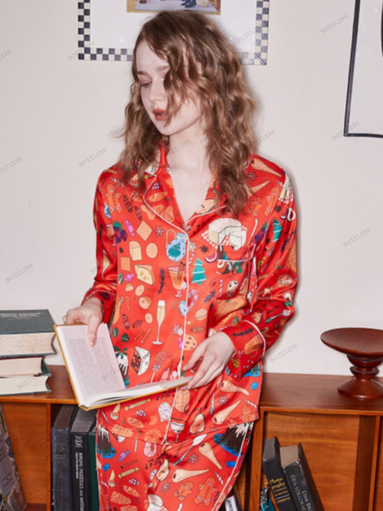 Dessert Print Lange Mouw IJszijde Loungewear Set