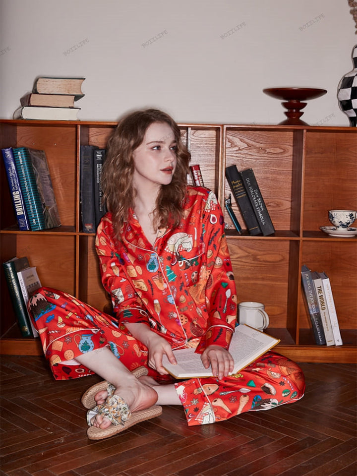 Dessert Print Lange Mouw IJszijde Loungewear Set