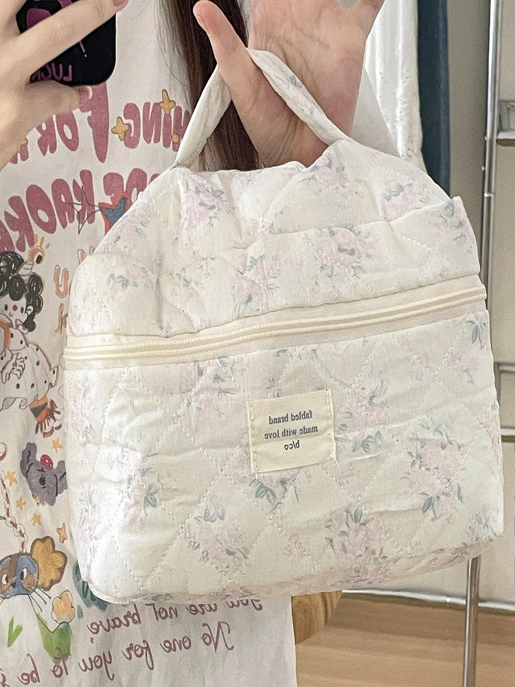 Aquamarine Flower Makeup Bag
