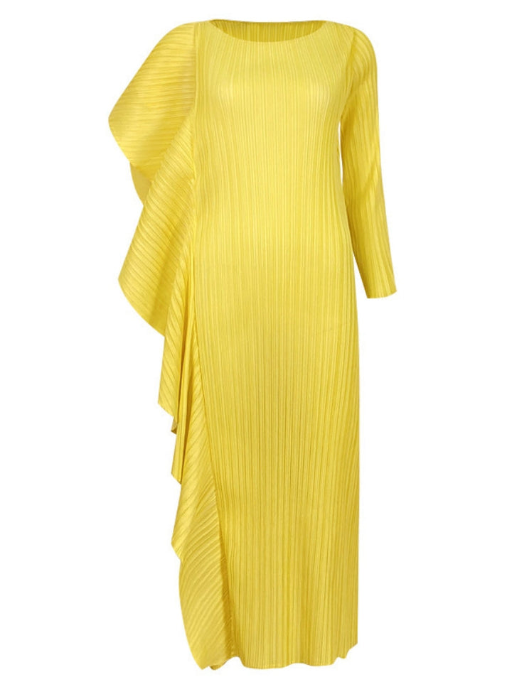 Ladies' High-End Asymmetrical Solid Color Patchwork Dress
