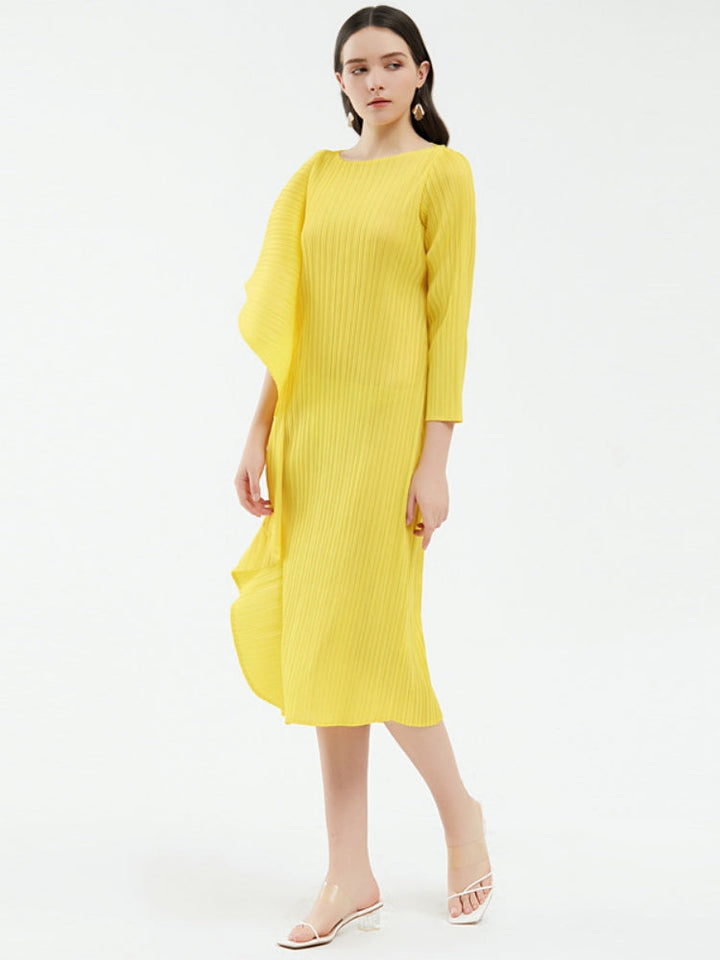 Ladies' High-End Asymmetrical Solid Color Patchwork Dress