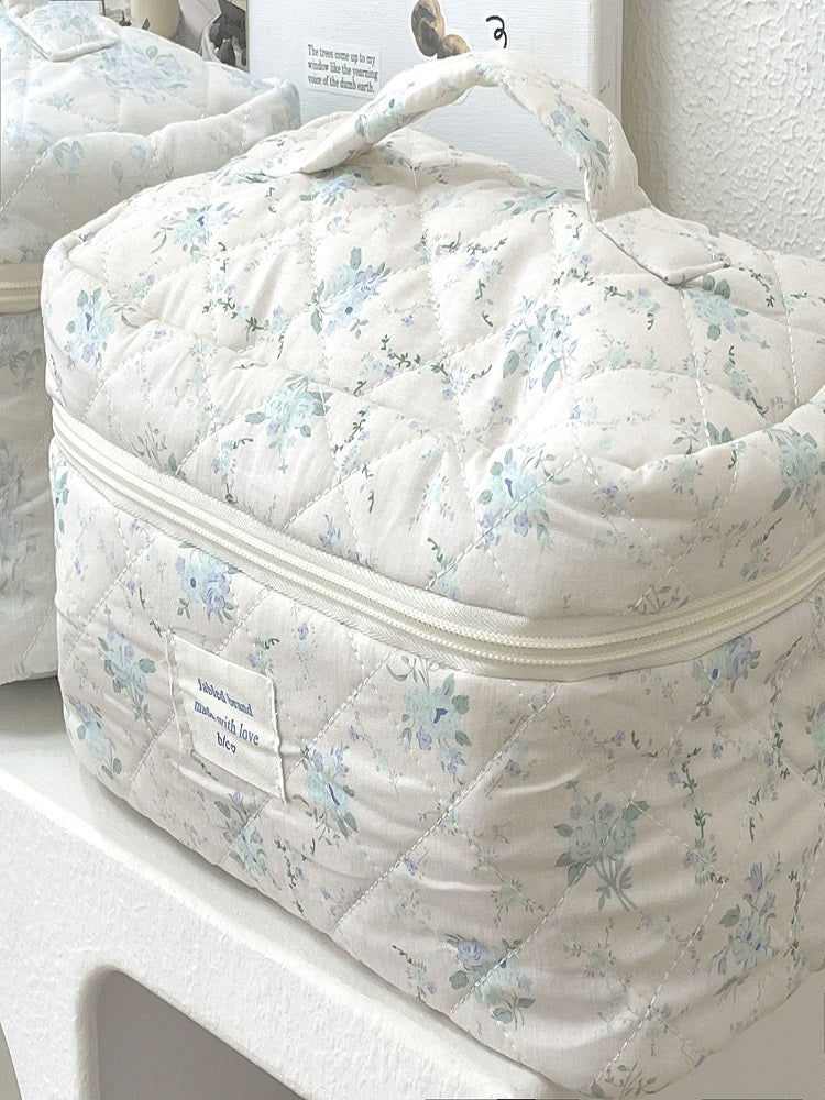 Aquamarine Flower Makeup Bag