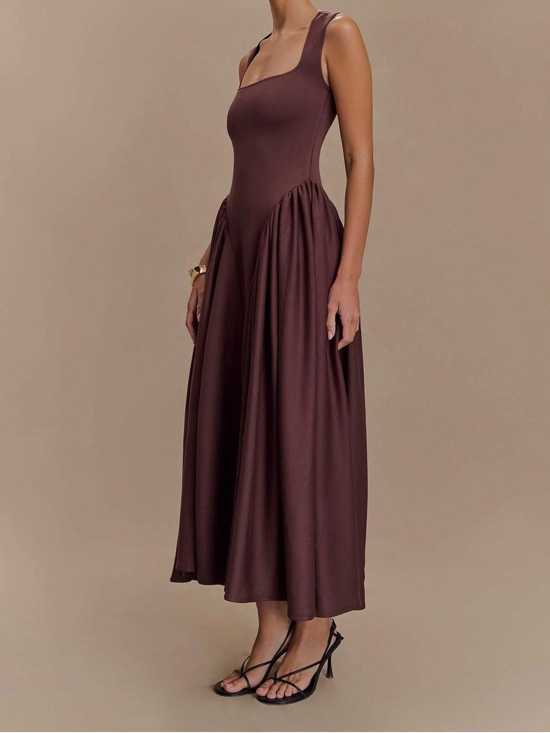 SHARON Midi Dress - Cacao Brown
