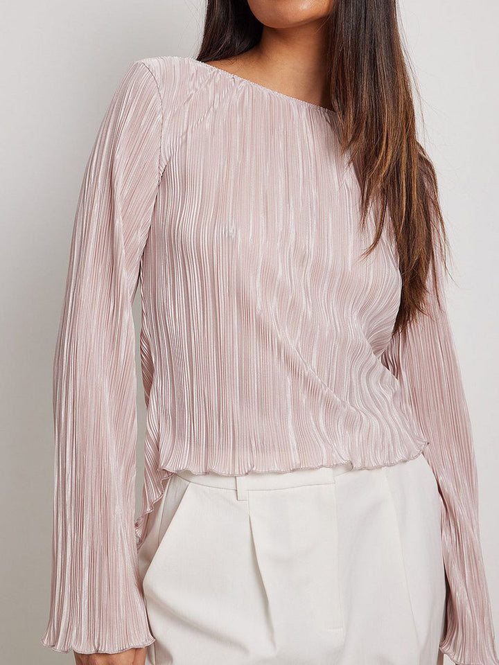 Back Tie Strap Long Sleeve Top