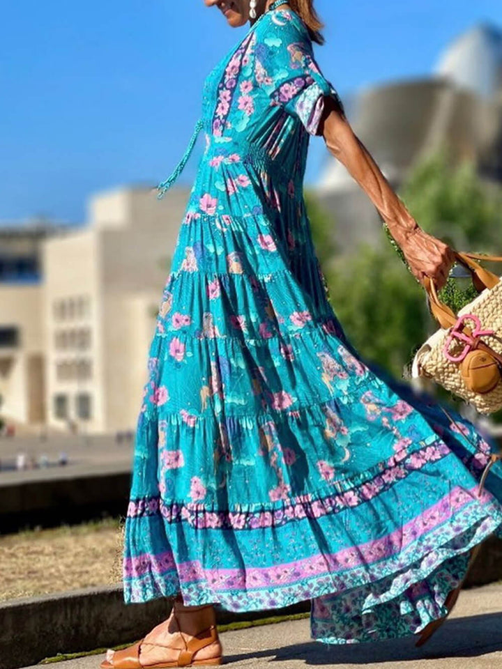 Stilig løs V-hals maxikjole