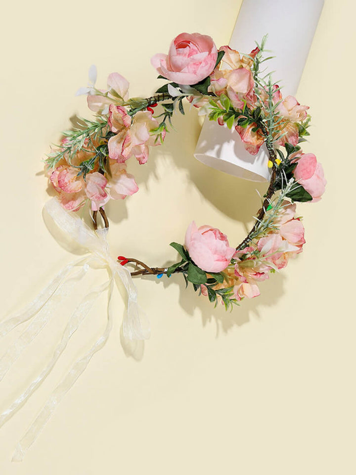 Bridal Flower Crown - Blush Pink Camellias & Roses