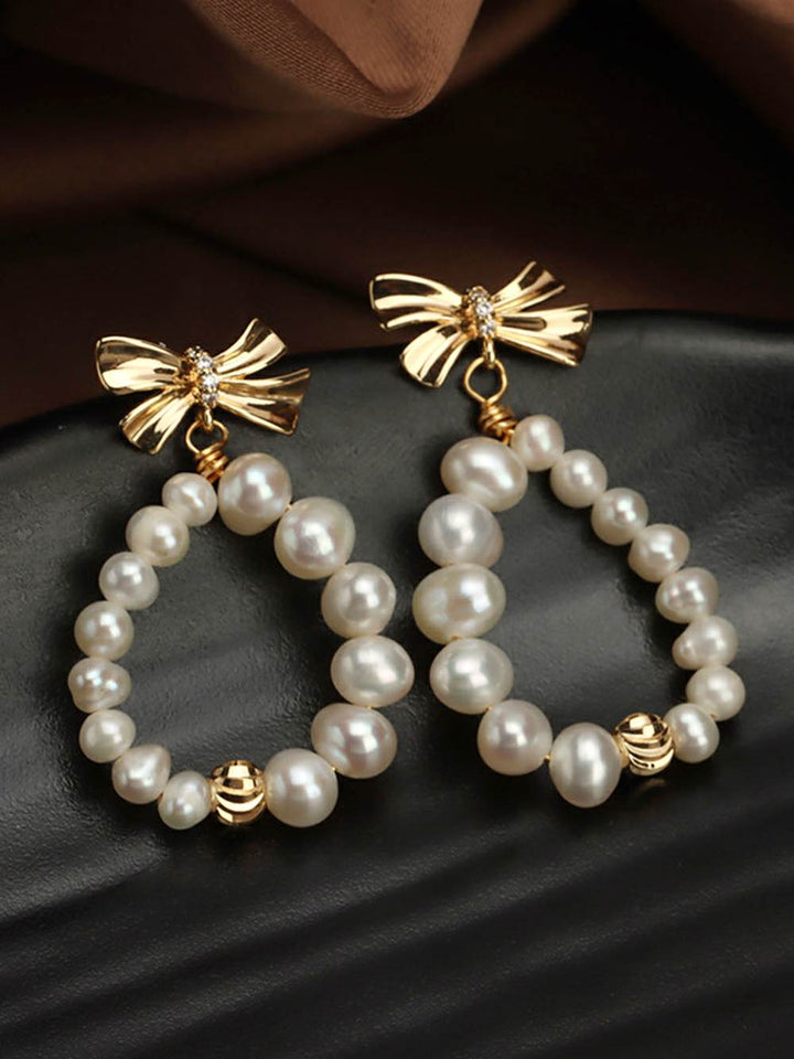 Pearl Earrings With bow Doughnuts