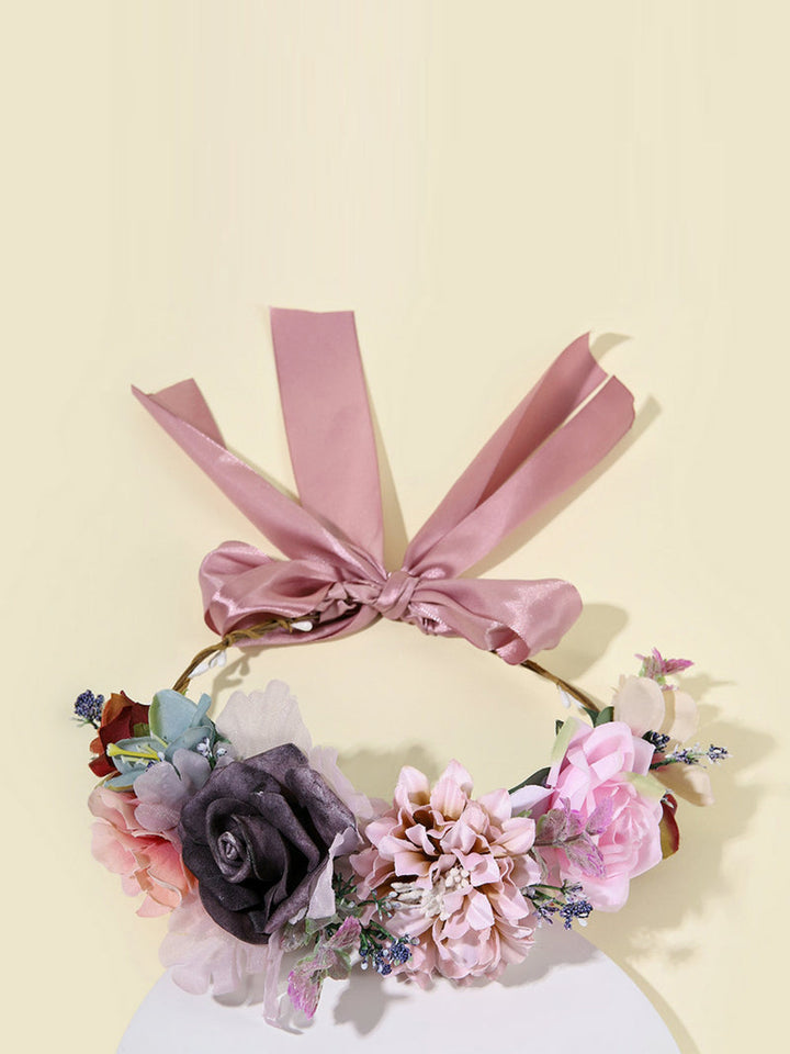 Bridal Flower Crown - Queen Deep Purple Roses