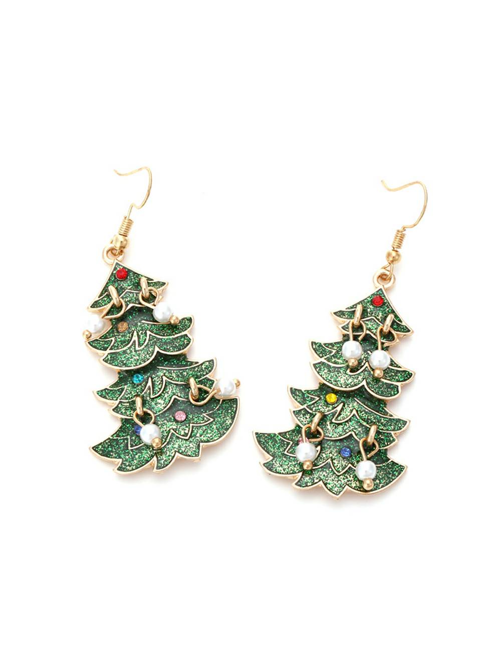 Pearl and Rhinestone Christmas Earrings