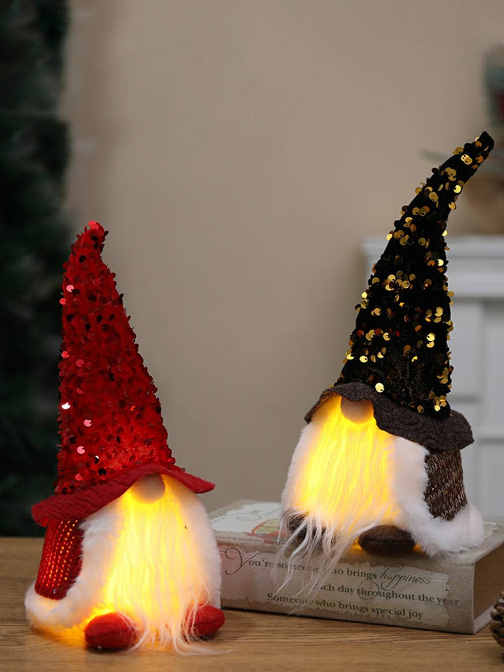 Christmas Plush Elf Magician Sequin Light Cape Rudolph Doll