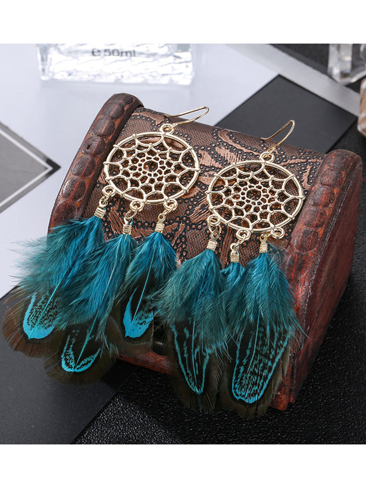 Boho øredobber - Dream Catcher Tribal Feather