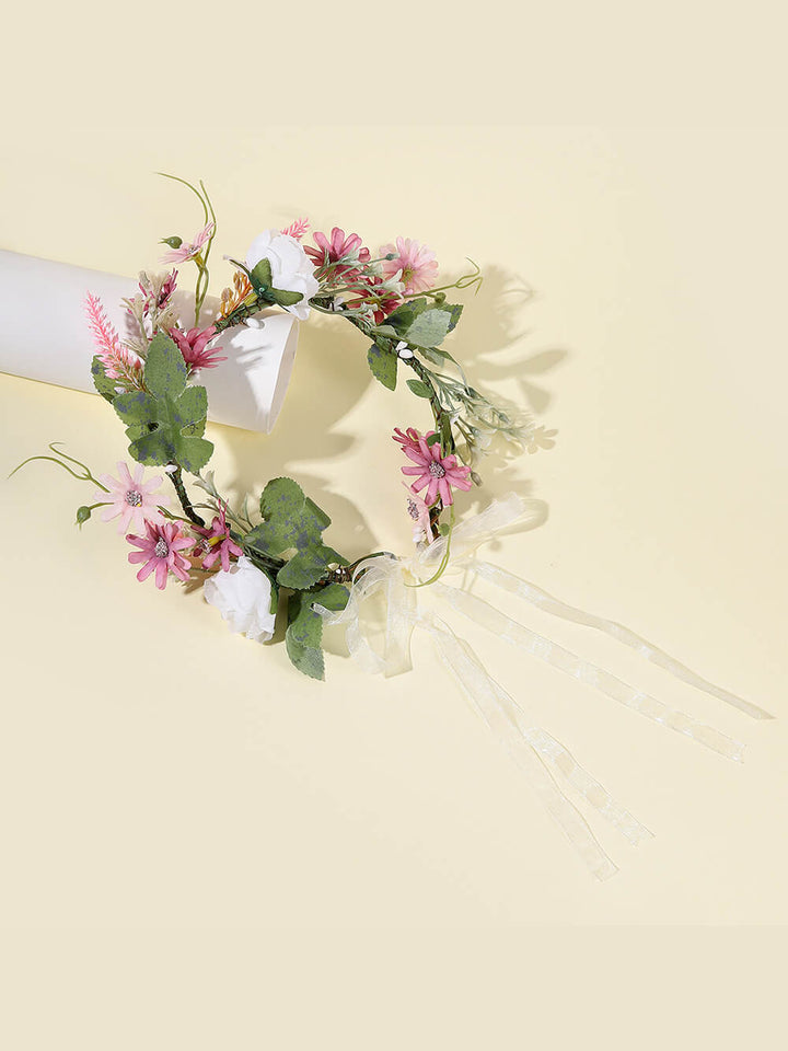 Bridal Flower Crown - Rosa Alba & Blush Lavender Daisy