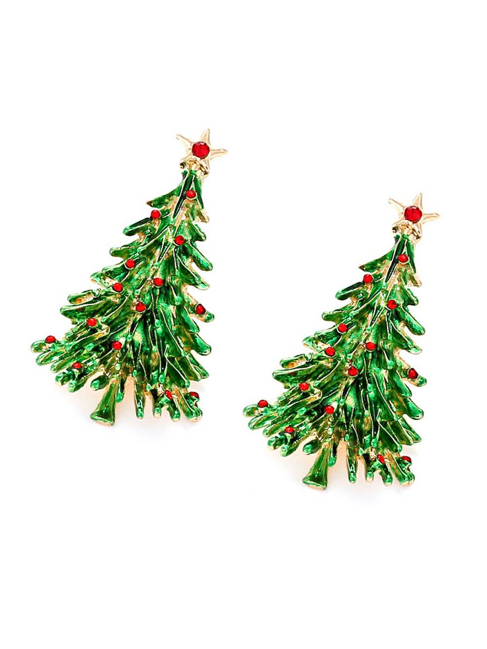 Lustrous Christmas Tree Star Earrings