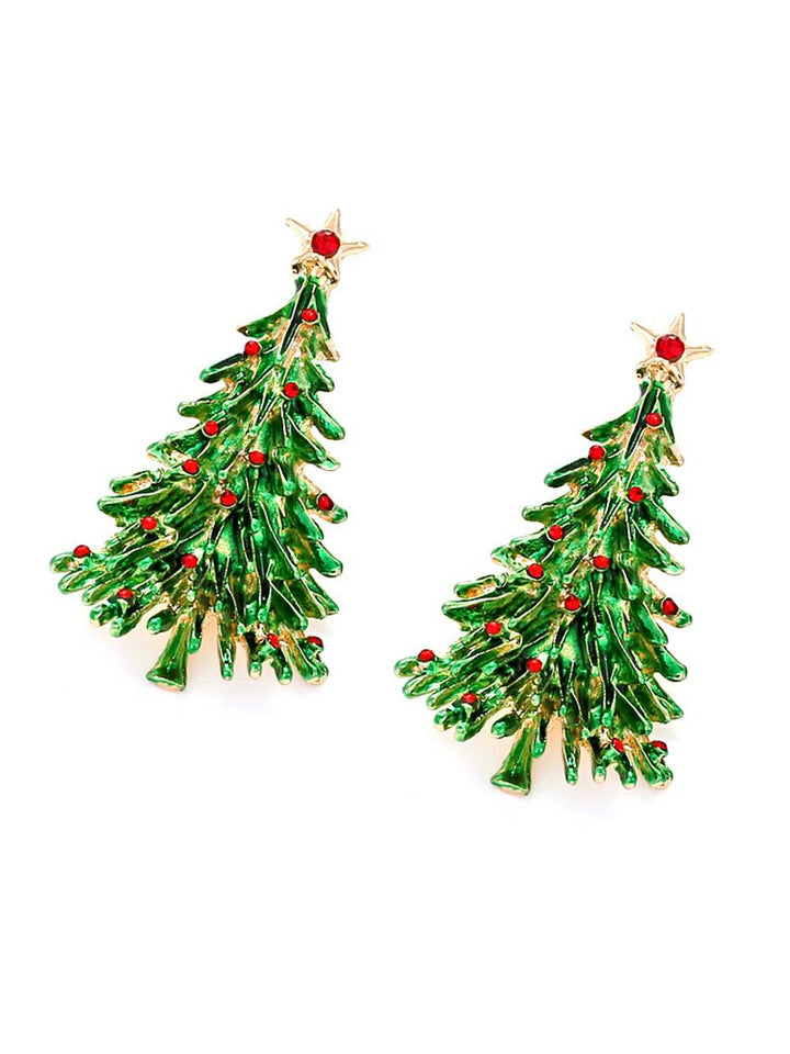 Lustrous Christmas Tree Star Earrings