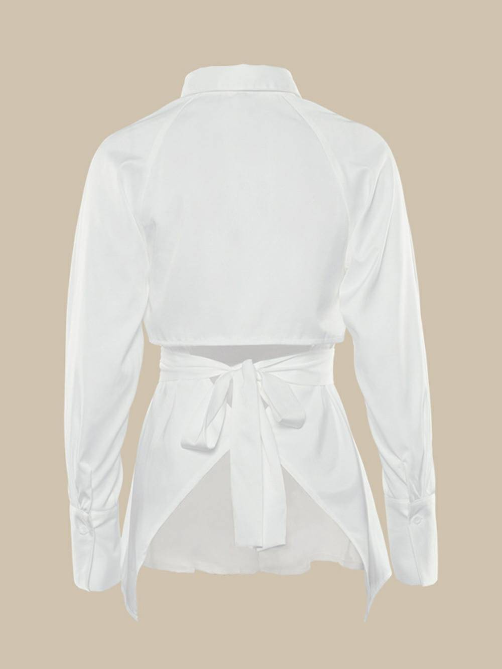 Turndown Collar Hollow Out Waist Shaping Blouses