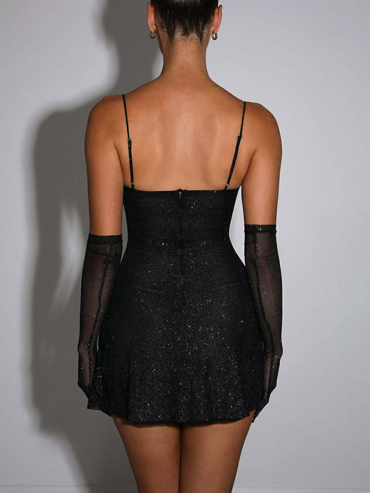 Pixie Mini Dress - Black Sparkle