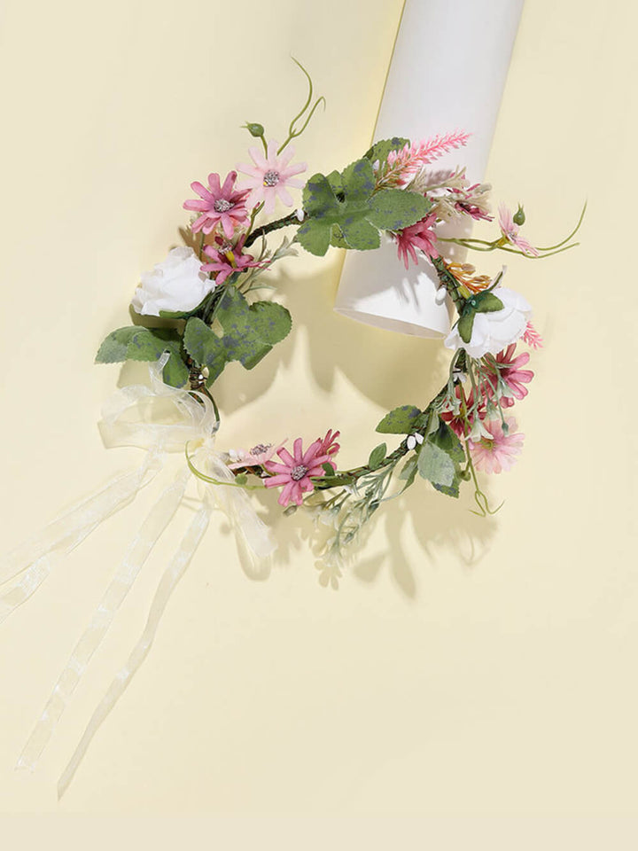 Coroana de flori de mireasa - Rosa Alba & Blush Lavender Daisy