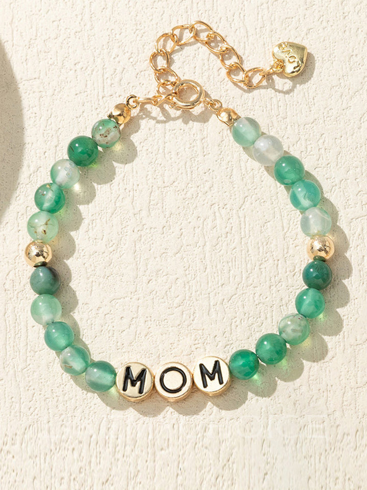 MOM Bracciale con perline di agata verde naturale