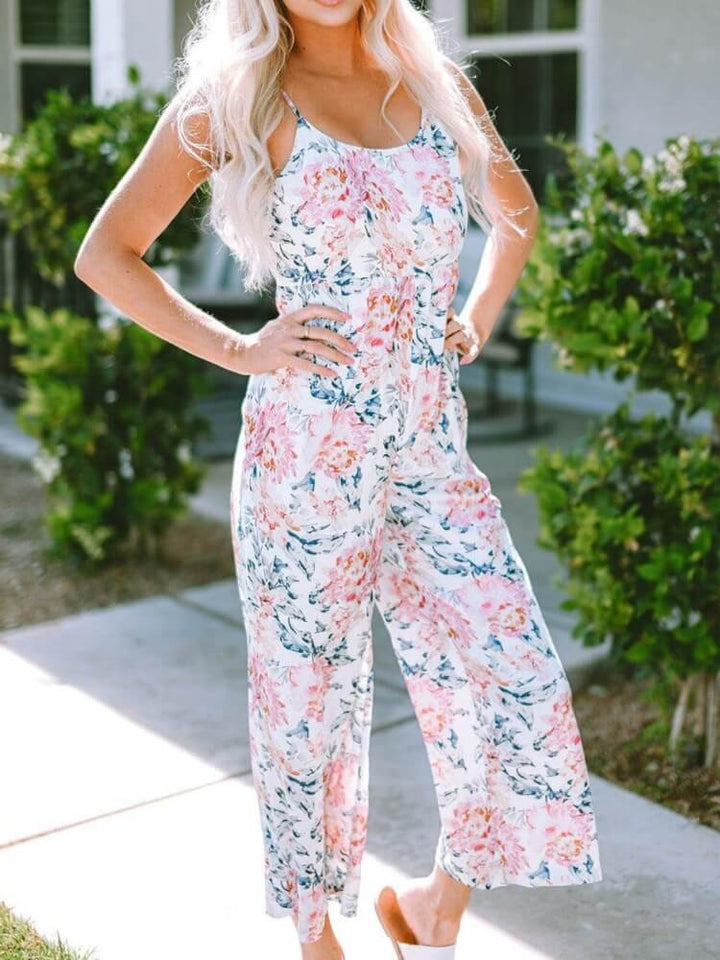 Pastel Peony Floral Jumpsuit In Pink