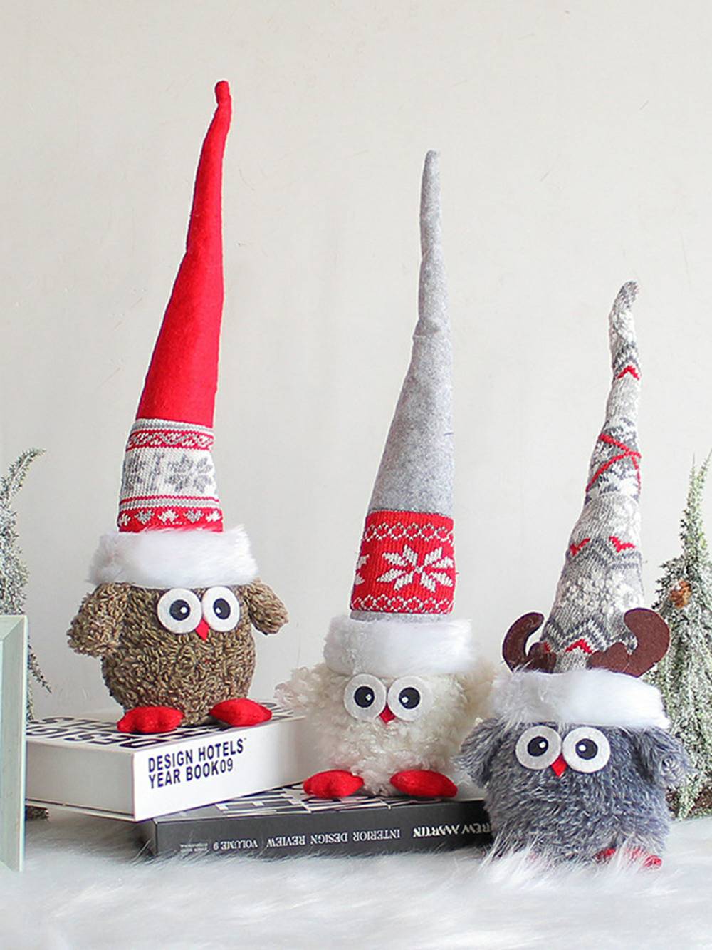 Christmas Plush Owl Hat Rudolph Doll