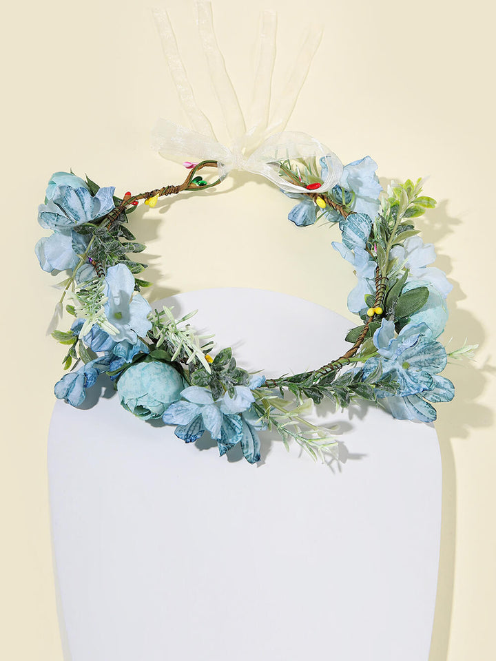Bridal Flower Crown - Dusty Blue Rose Wreath