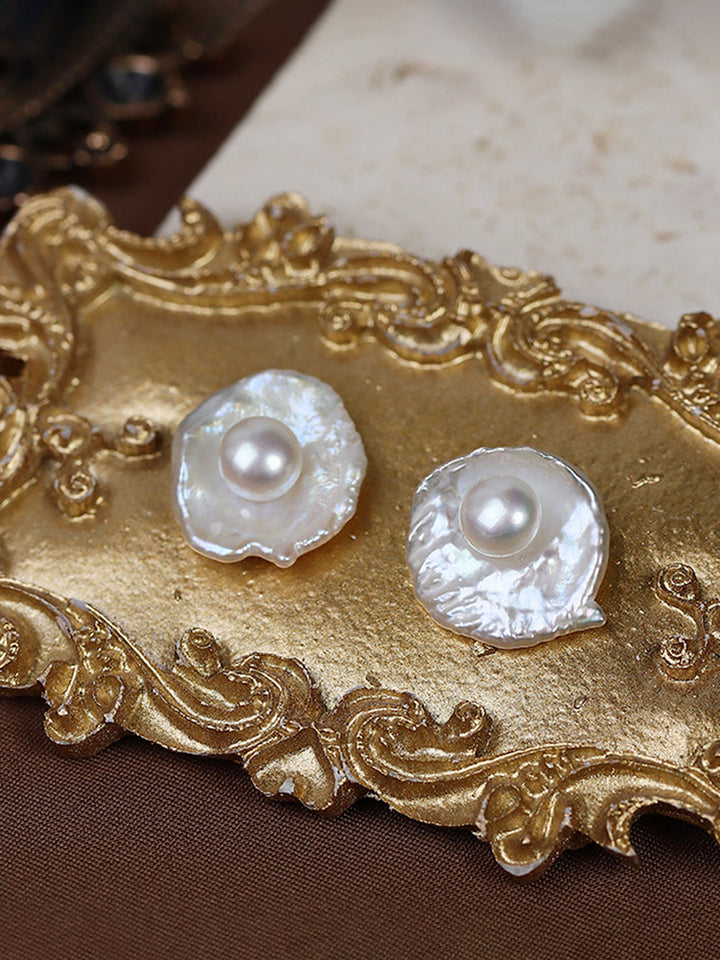 Pearl Natural Baroque Petal Design Earrings