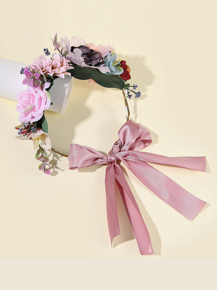 Coroană de flori de mireasă - Trandafiri Deep Purple Queen