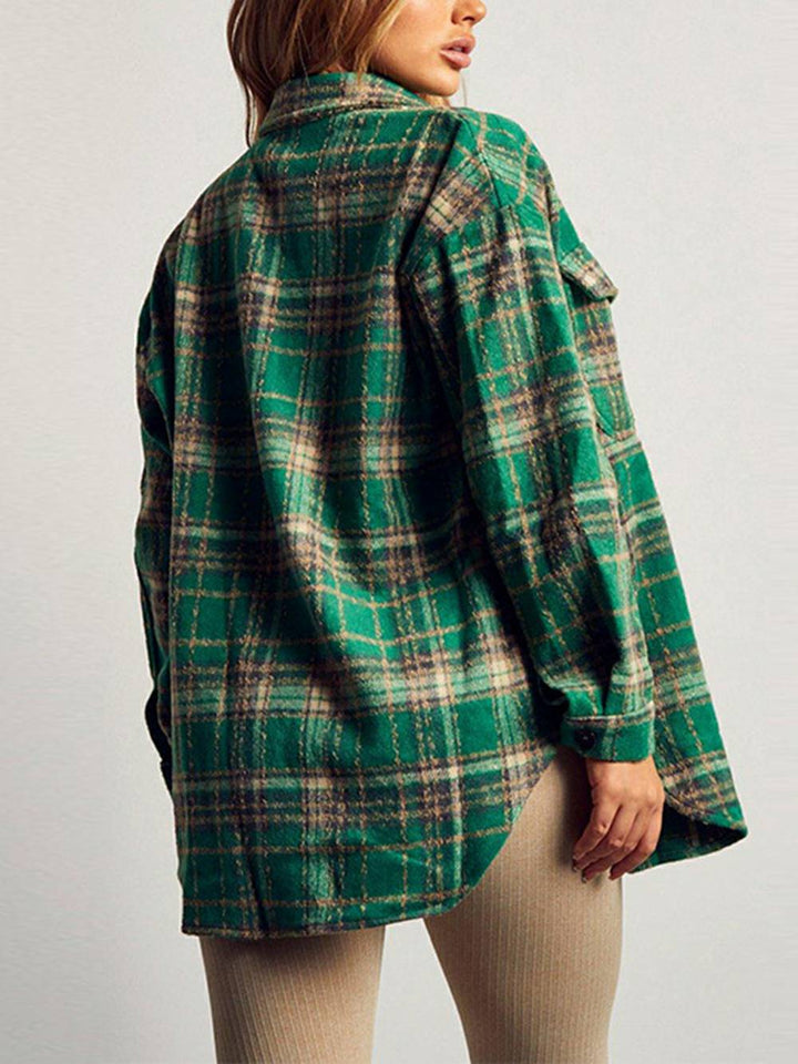 Catching Feelings Plaid Top Button Down Shirt Jacket