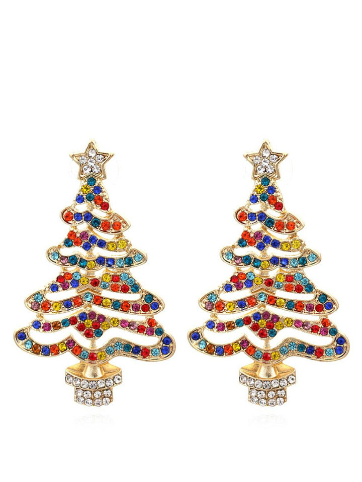 Floral-Inspired Crystal Christmas Tree Earrings