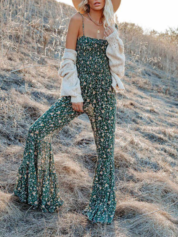 Floral Smocked Flared Leg Jumpsuit Of My Dreams