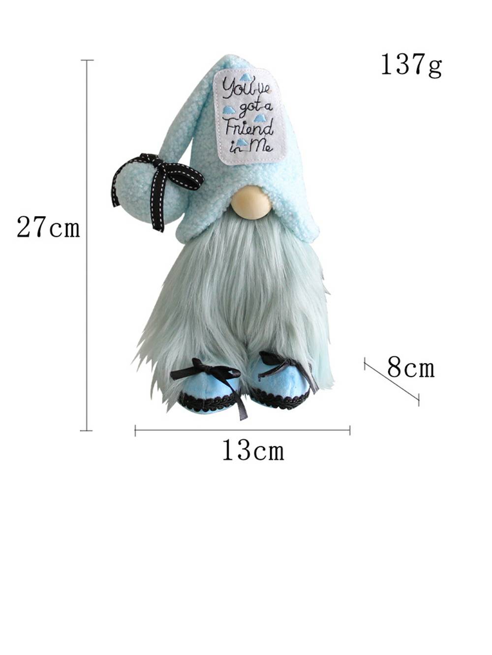 Christmas Plush Sky Blue Elf Decor: Standing Gnome