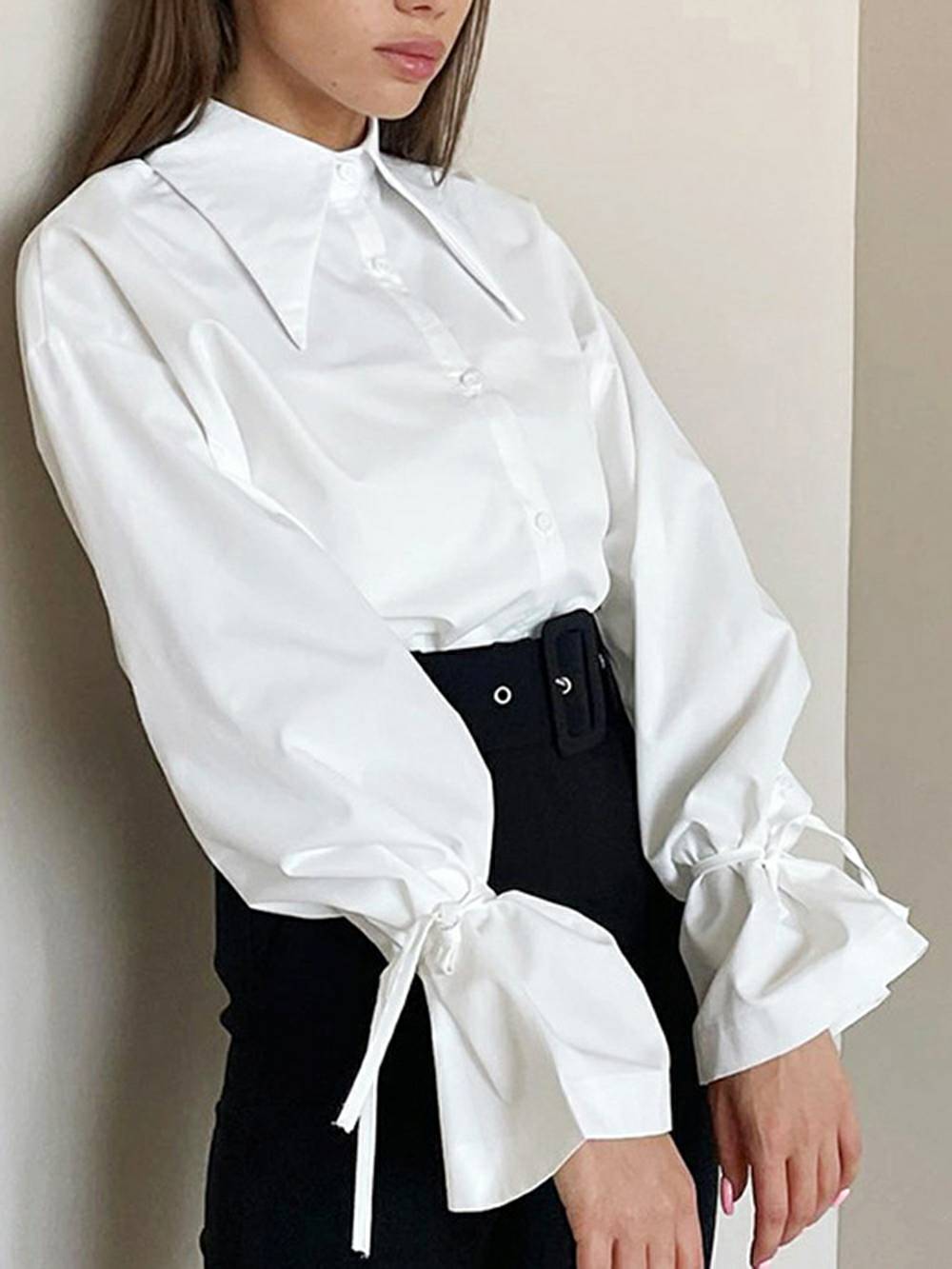 Bell-Sleeve Loose-Fit Shirt