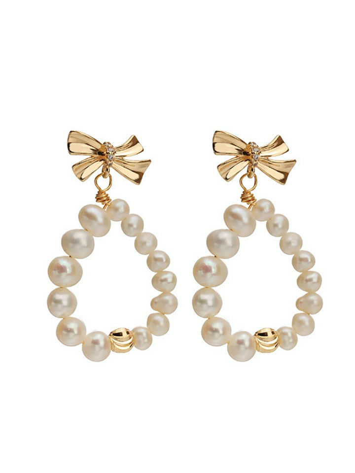 Pearl Earrings With bow Doughnuts