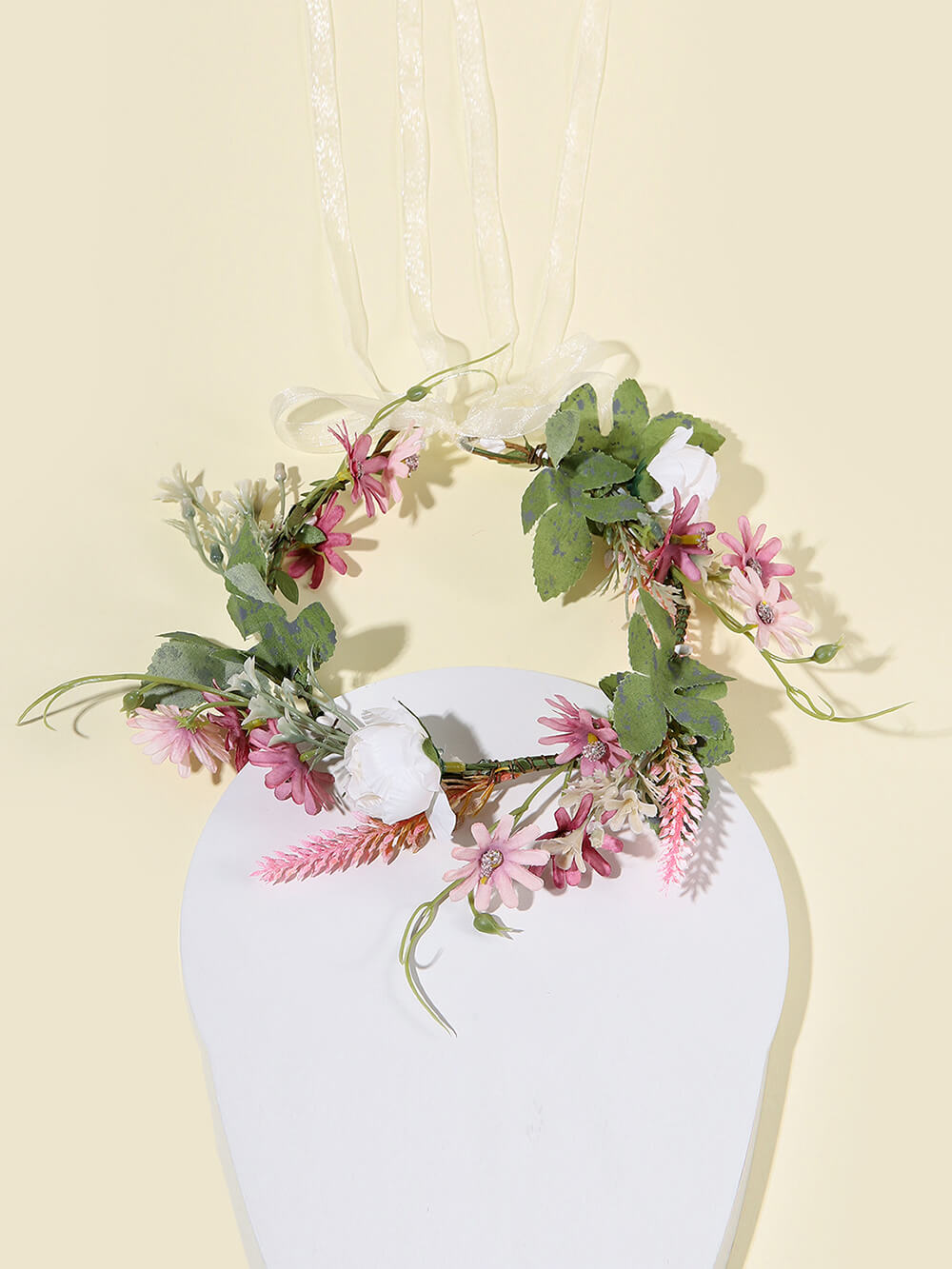 Bridal Flower Crown - Rosa Alba & Blush Lavender Daisy